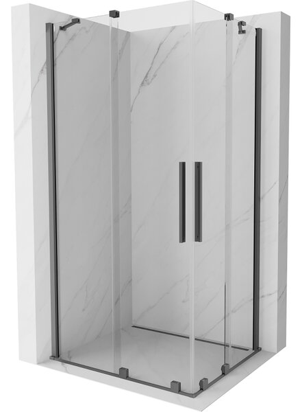 Mexen Velar Duo, sprchový kút s posuvnými dverami 90 x 80 cm, 8mm číre sklo, brúsený grafit, 871-090-080-02-95