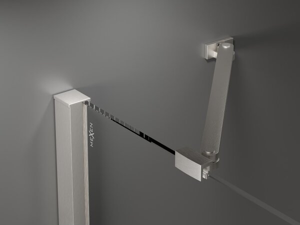 Mexen Velar Duo, sprchový kút s posuvnými dverami 80 x 80 cm, 8mm šedé sklo, brúsená oceľ, 871-080-080-42-97