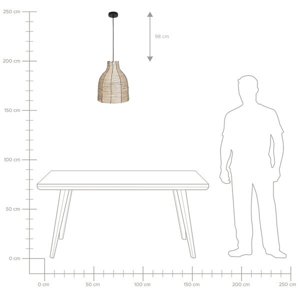 Závesná lampa prírodná tienidlo z morskej trávy čierna kovová objímka na žiarovku boho stropné svietidlo obývačka spálňa