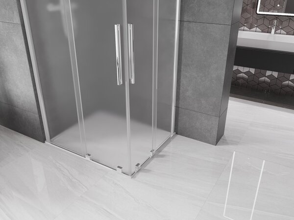 Mexen Velar Duo, sprchový kút s posuvnými dverami 90 x 80 cm, 8mm sklo námraza, chrómová, 871-090-080-32-01
