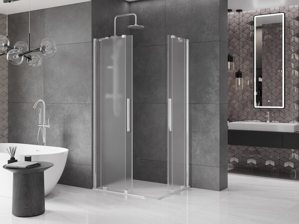 Mexen Velar Duo, sprchový kút s posuvnými dverami 90 x 80 cm, 8mm sklo námraza, chrómová, 871-090-080-32-01