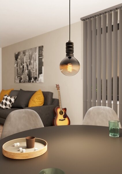 Eglo 43801 - Luster na lanku YORTH 1xE27/40W/230V čierna