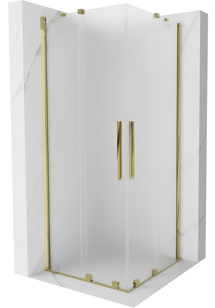 Mexen Velar Duo, sprchový kút s posuvnými dverami 80 x 80 cm, 8mm sklo námraza, zlatá lesklá, 871-080-080-32-50