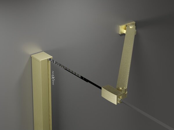 Mexen Velar Duo, posuvné sprchové dvere do otvoru 140 cm, 8mm šedé sklo, zlatá matná, 871-140-000-42-55