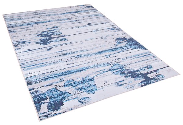 Koberec modrý a béžový z polyesteru 160 x 230 cm abstraktný vzor pogumovaná spodná vrstva