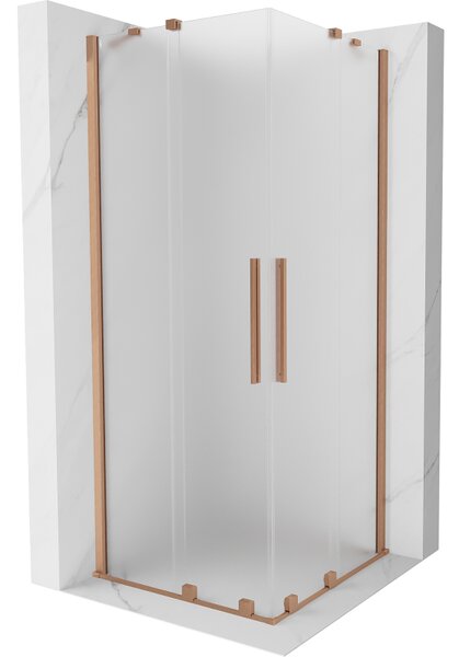 Mexen Velar Duo, sprchový kút s posuvnými dverami 80 x 80 cm, 8mm sklo námraza, medená matná, 871-080-080-32-65