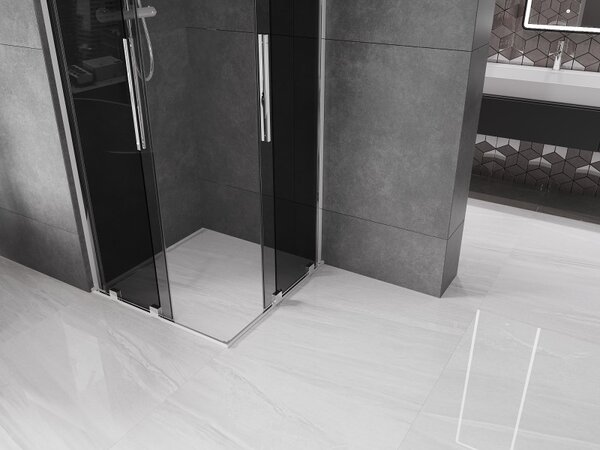 Mexen Velar Duo, sprchový kút s posuvnými dverami 80 x 80 cm, 8mm šedé sklo, chrómová, 871-080-080-42-01
