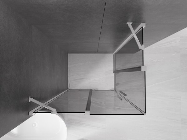 Mexen Velar Duo, sprchový kút s posuvnými dverami 90 x 80 cm, 8mm šedé sklo, chrómová, 871-090-080-42-01