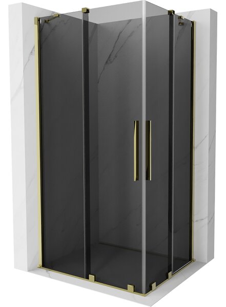 Mexen Velar Duo, sprchový kút s posuvnými dverami 100 x 90 cm, 8mm šedé sklo, zlatá lesklá, 871-100-090-42-50