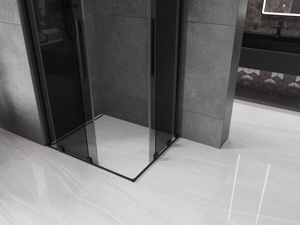 Mexen Velar Duo, sprchový kút s posuvnými dverami 90 x 80 cm, 8mm šedé sklo, čierna matná, 871-090-080-42-70