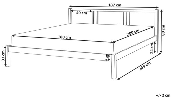 Posteľ biela z borovicového dreva 180 x 200 cm rám postele s lamelovým roštom moderná