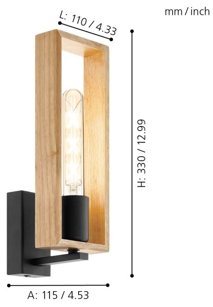 Eglo 44055 - Nástenné svietidlo LITTLETON 1xE27/60W/230V