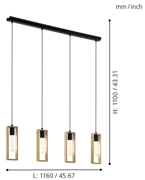 Eglo 49475 - Luster na lanku LITTLETON 4xE27/60W/230V