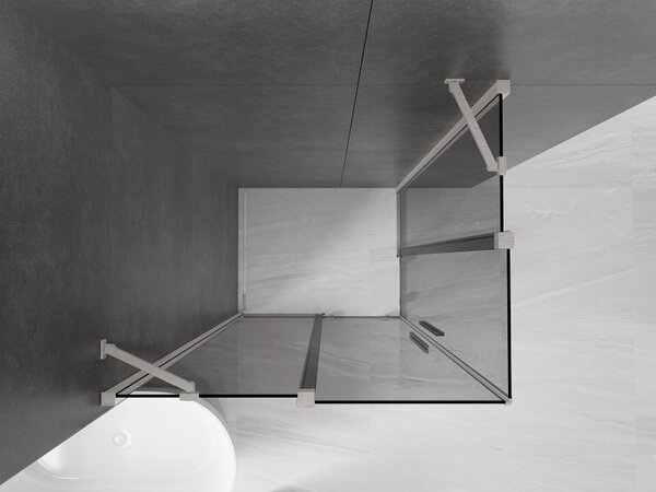 Mexen Velar Duo, sprchový kút s posuvnými dverami 100 x 90 cm, 8mm šedé sklo, brúsená oceľ, 871-100-090-42-97