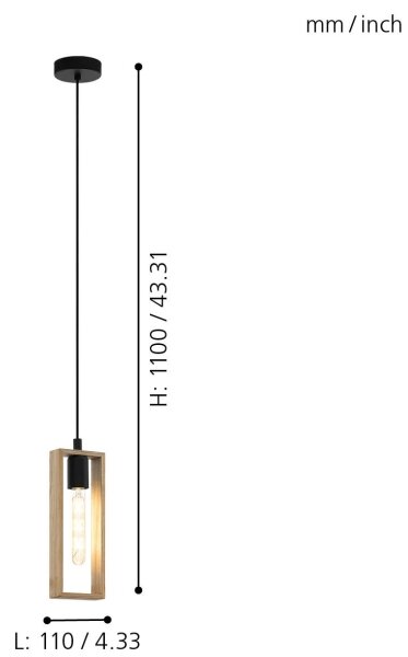 Eglo 49473 - Luster na lanku LITTLETON 1xE27/60W/230V
