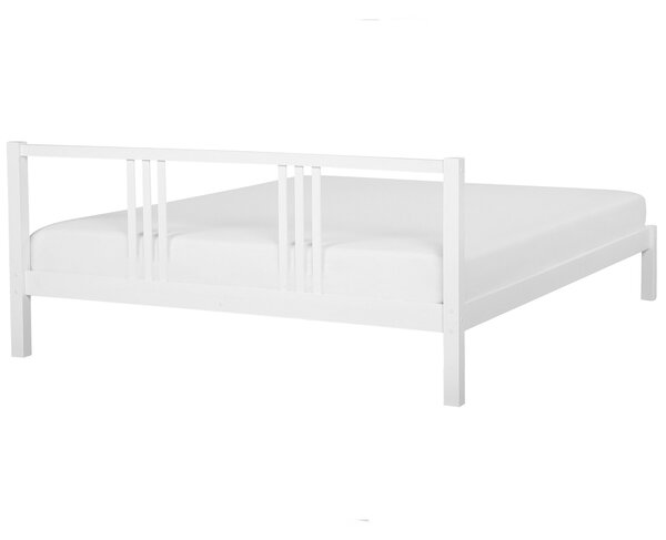 Posteľ biela z borovicového dreva 180 x 200 cm rám postele s lamelovým roštom moderná