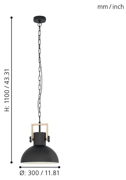 Eglo 44056 - Závesný luster na reťazi LUBENHAM 1xE27/28W/230V