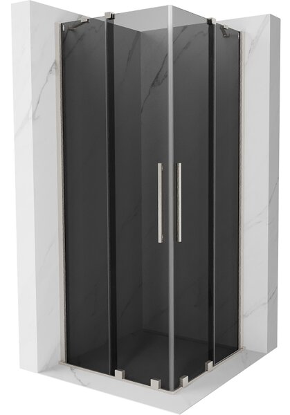 Mexen Velar Duo, sprchový kút s posuvnými dverami 80 x 80 cm, 8mm šedé sklo, brúsená oceľ, 871-080-080-42-97