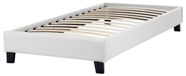 Posteľ čalúnená svetlosivá 90 x 200 cm rám postele s roštom bez čela spálňa moderný minimalistický štýl