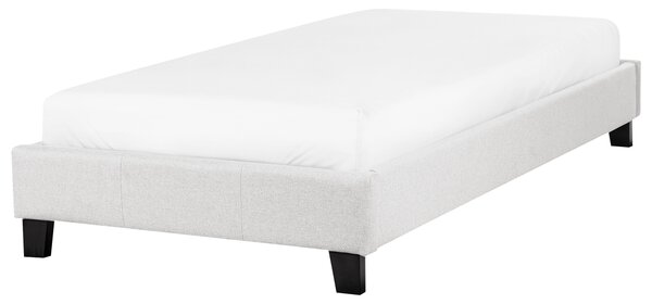 Posteľ čalúnená svetlosivá 90 x 200 cm rám postele s roštom bez čela spálňa moderný minimalistický štýl