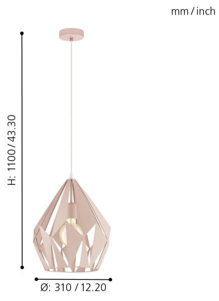 EGLO 49024 - Luster na lanku CARLTON-P 1xE27/60W/230V