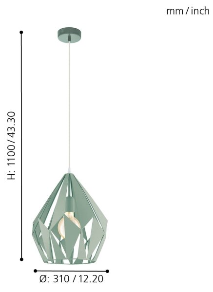 EGLO 49026 - Luster na lanku CARLTON-P 1xE27/60W/230V