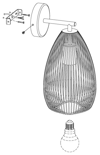 Eglo 49143 - Nástenné svietidlo CLEVEDON 1xE27/60W/230V