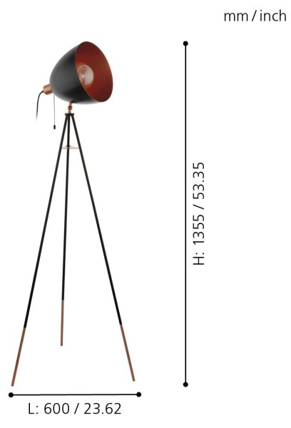 Eglo 49386 - Stojaca lampa CHESTER 1xE27/60W/230V