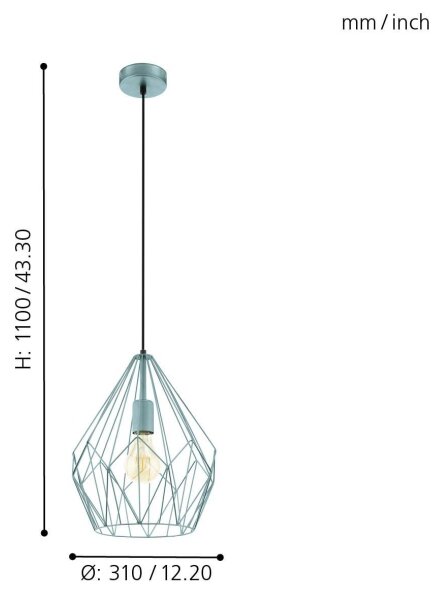 Eglo 49259 - Luster CARLTON 1xE27/60W/230V