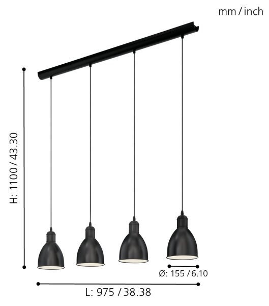 Eglo 49466 - Luster PRIDDY 4xE27/60W/230V