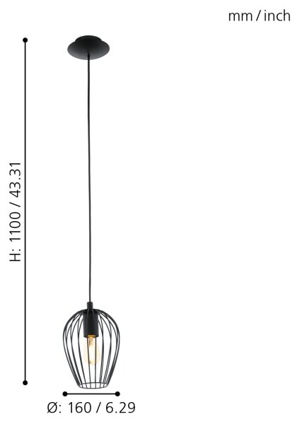 Eglo 49477 - Luster NEWTOWN 1xE27/60W/230V
