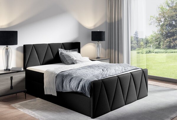 Jednolôžková posteľ GISELA LUX - 120x200, čierna + topper ZDARMA