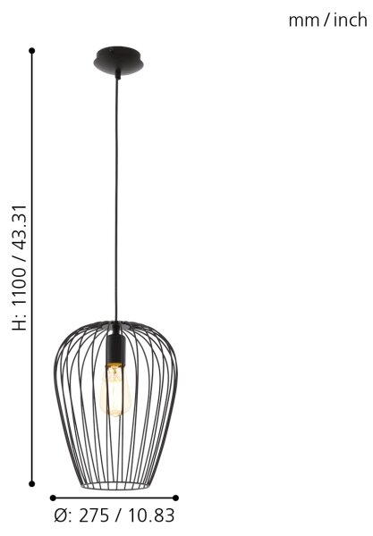 Eglo 49472 - Luster NEWTOWN 1xE27/60W/230V
