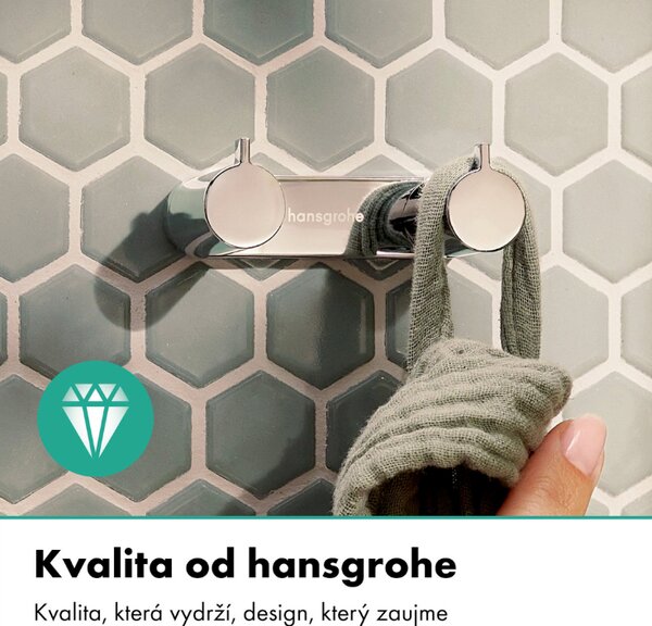Hansgrohe AddStoris S - Dvojitý háčik na uterák, chróm 41785000