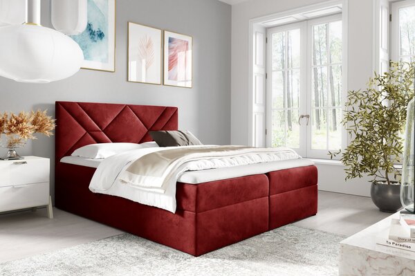 Boxspringová posteľ ASKOT - 120x200, červená + topper ZDARMA