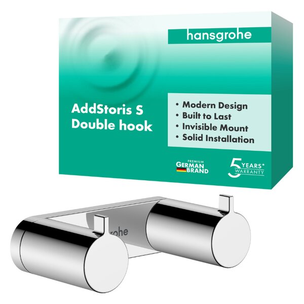 Hansgrohe AddStoris S - Dvojitý háčik na uterák, chróm 41785000