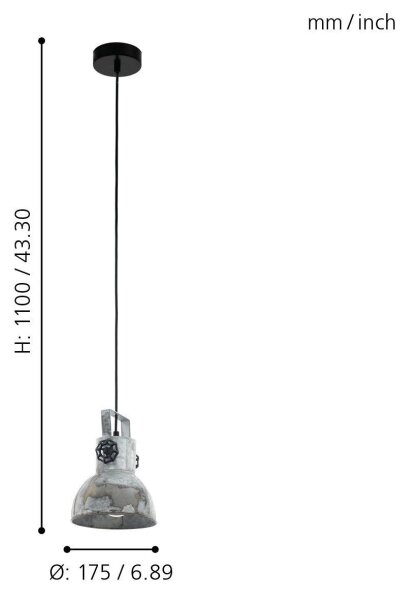 Eglo 49619 - Luster na lanku BARNSTAPLE 1xE27/40W/230V