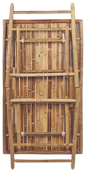 Záhradný jedálenský stôl prírodný svetlohnedý bambusové drevo 120 x 70 cm skladací interiér exteriér