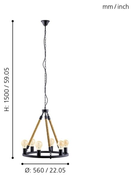 Eglo 49694 - Závesný luster na reťazi FINDLAY 6xE27/60W