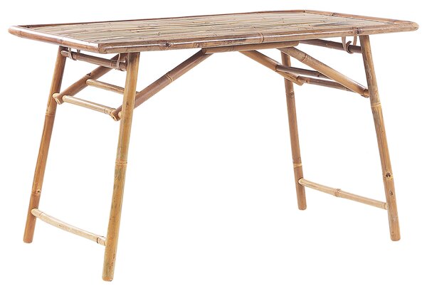 Záhradný jedálenský stôl prírodný svetlohnedý bambusové drevo 120 x 70 cm skladací interiér exteriér