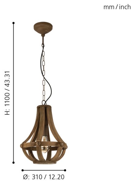 Eglo 49724 - Luster na reťazi KINROSS 1xE27/60W