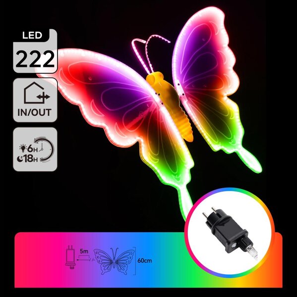 Aigostar - LED vonkajšia vianočná dekorácia 306xLED IP44 viacfarebný motýľ