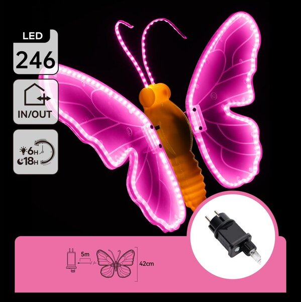 Aigostar - LED vonkajšia vianočná dekorácia 234xLED IP44 ružový motýľ
