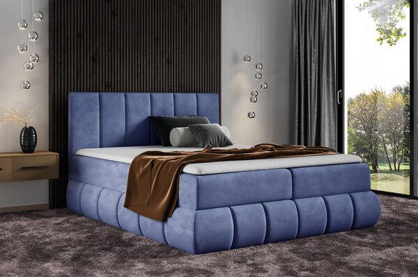Dizajnová čalúnená posteľ 160x200 VENY - modrá + topper ZDARMA