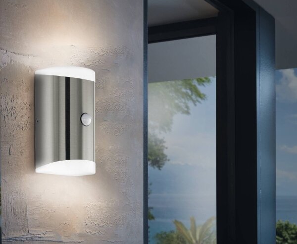 Eglo 75544-LED Vonkajšie nástenné svietidlo so senzorom CARPINERA 2xGU10/4,6W/230V