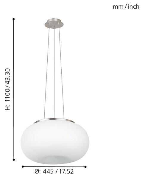 EGLO 86815 - Luster na lanku OPTICA 2xE27/60W