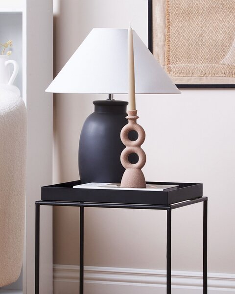 Svietnik béžový porcelánový 23 cm zaoblený dizajn minimalistická boho dekorácia