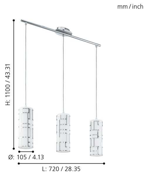 Eglo 92563 - Luster na lanku BAYMAN 3xE27/60W/230V