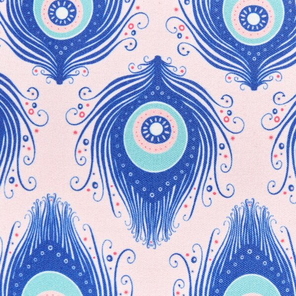 Sada 2 záhradných vankúšov modrá a ružová so vzorom pávieho peria polyester 45 x 45 cm moderné vodoodolné vankúše