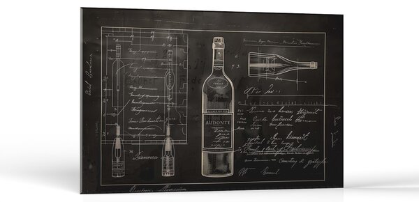 Gastro Architektonický náčrt fľaše vína Audonte | Obrazy Vintessia Rozmery obdĺžnik: 20x30